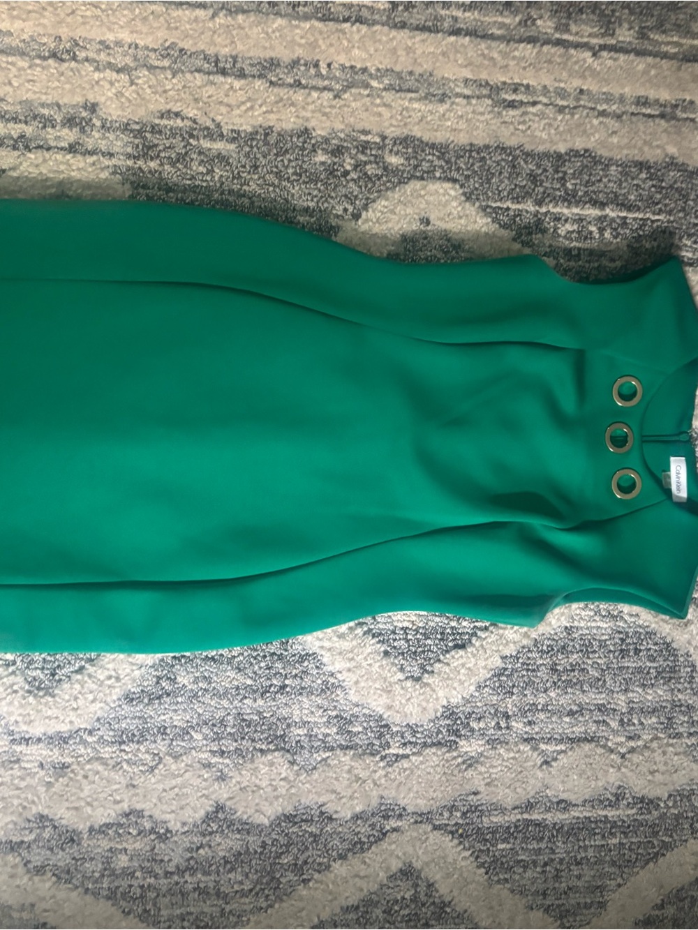 Calvin Klein Sleeveless Teal-Green Midi Dress with Grommet Detail